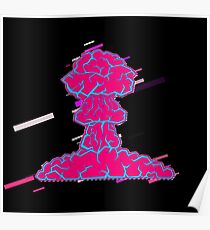 Hiroshima mushroom cloud Eighties Retro Violet and Purple Poster