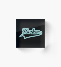Retro Old School Hack Coder Hacking Acrylic Block