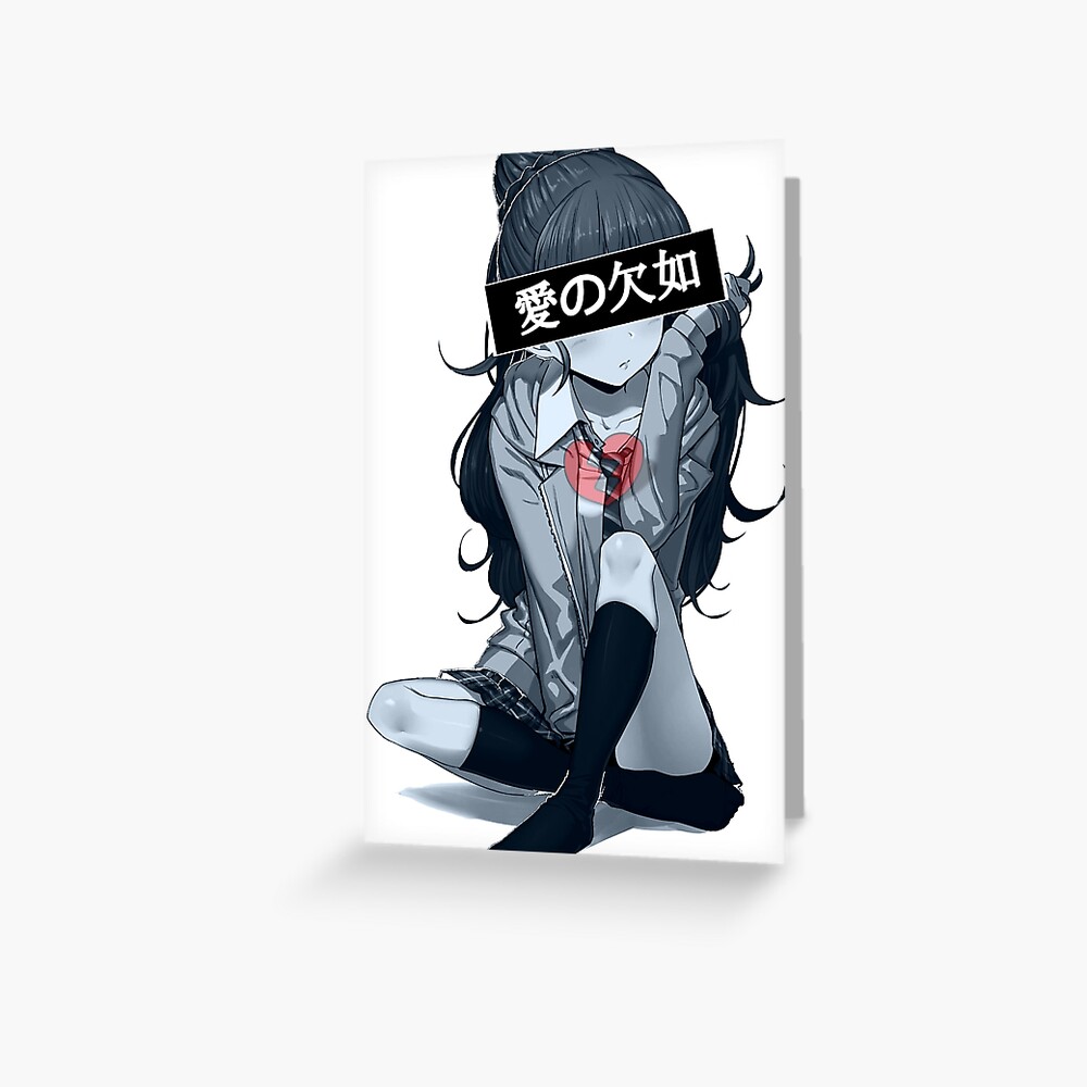 Sad Girl Anime Aesthetic Broken Heart Greeting Card By Ne0t0ky0