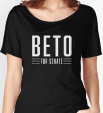 BETO O'ROURKE - WHITE ON BLACK Women's Relaxed Fit T-Shirt