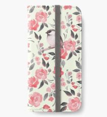 Watercolor floral background with cute bird /2 iPhone Wallet/Case/Skin