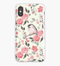Watercolor floral background with cute bird /2 iPhone XS Case