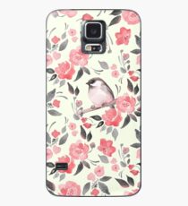 Aquarellblumenhintergrund mit nettem Vogel / 2 Hülle & Klebefolie für Samsung Galaxy