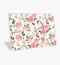 Watercolor floral background with cute bird /2 Laptop Skin