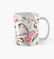 Watercolor floral background with cute bird /2 Mug