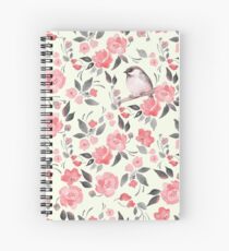 Aquarellblumenhintergrund mit nettem Vogel / 2 Spiralblock