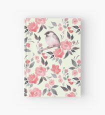 Watercolor floral background with cute bird /2 Hardcover Journal