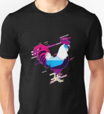 Rooster cock Eighties Retro Violet and Purple Unisex T-Shirt
