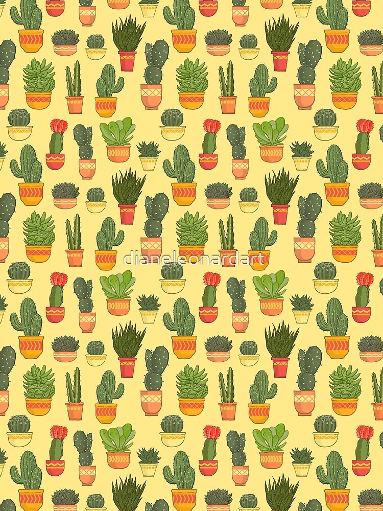 Cactus and Succulent Pattern (Tan) by dianeleonardart