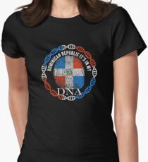 Dominican Republic Its In My DNA - Dominican Republic Dominican Flag In Thumbprint Women's Fitted T-Shirt