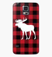 Roter Büffel-Plaid-Elch Hülle & Klebefolie für Samsung Galaxy