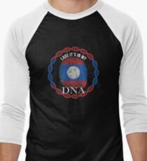 Laos Its In My DNA - Laos Lao Flag In Thumbprint Men's Baseball ¾ T-Shirt