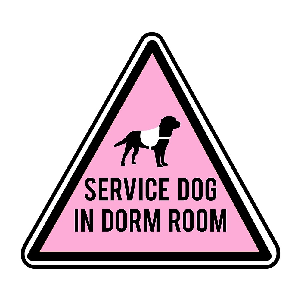 "Service Dog in Dorm Room Pink Lab" by mjfoery Redbubble
