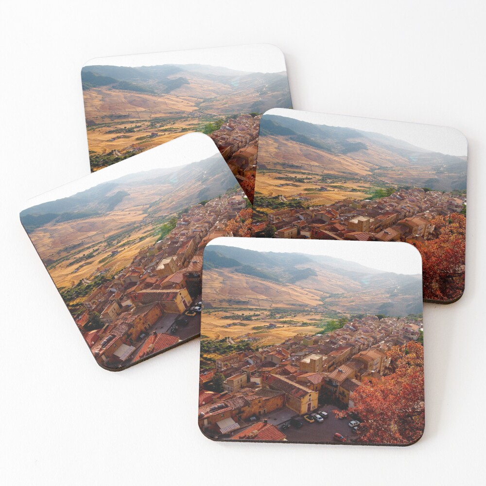 View over Sperlinga, Sicily Coasters (Set of 4)
