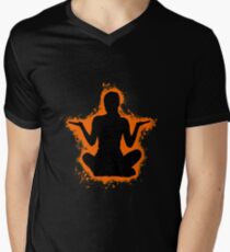 Silhouette young orange and black silhouette Men's V-Neck T-Shirt