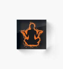 Silhouette young orange and black silhouette Acrylic Block