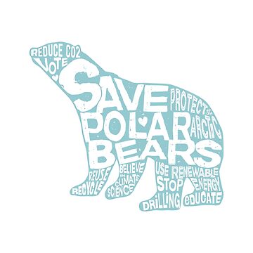 Artwork thumbnail, Save Polar Bears Words in Silhouette (Sage Blue) by jitterfly