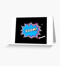 The eruption comic Eighties Retro Violet and Purple Greeting Card