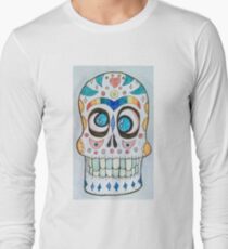 Wacky Watercolor Sugar Skull Long Sleeve T-Shirt