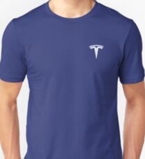 Tesla Logo White With Blue Background Unisex T-Shirt