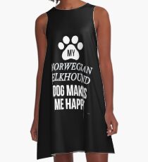 My Norwegian Elkhound Makes Me Happy - Gift For Norwegian Elkhound Parent A-Line Dress