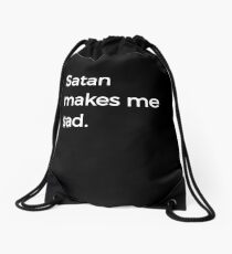 satan makes me sad Drawstring Bag