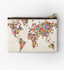 Flowers Map of the World Map Studio Pouch