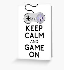 keep calm and game on Greeting Card