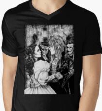 Labyrinth-Maskenball T-Shirt mit V-Ausschnitt