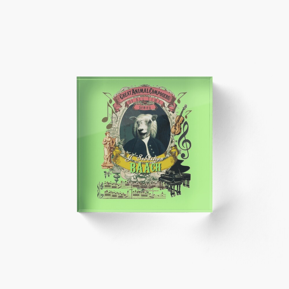 Johann Sebastian Baach Classical Music Animal Pun Bach Sheep Acrylic Block