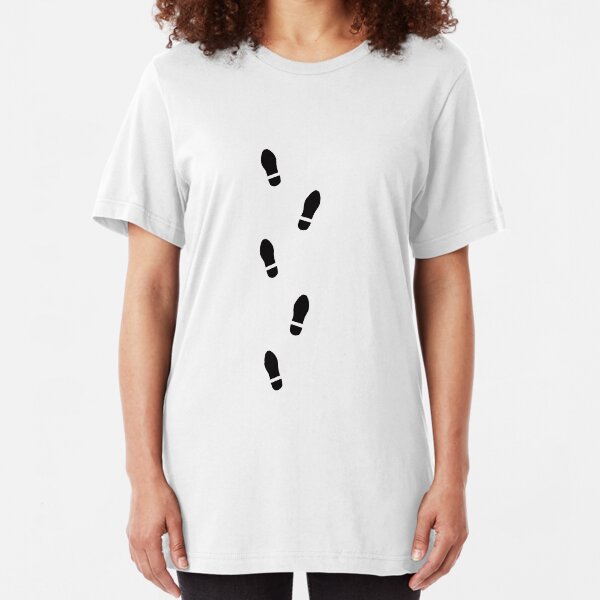 Shoe print, shoeprint, shoe prints, shoeprints, footprints, footprint, step by step, step, foot print, foot prints Slim Fit T-Shirt
