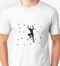 Mann Bouldern oder Klettern an der Kletterwand Unisex T-Shirt
