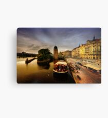 Masarykovo nabrezi and the Vltava river, Prague Metal Print