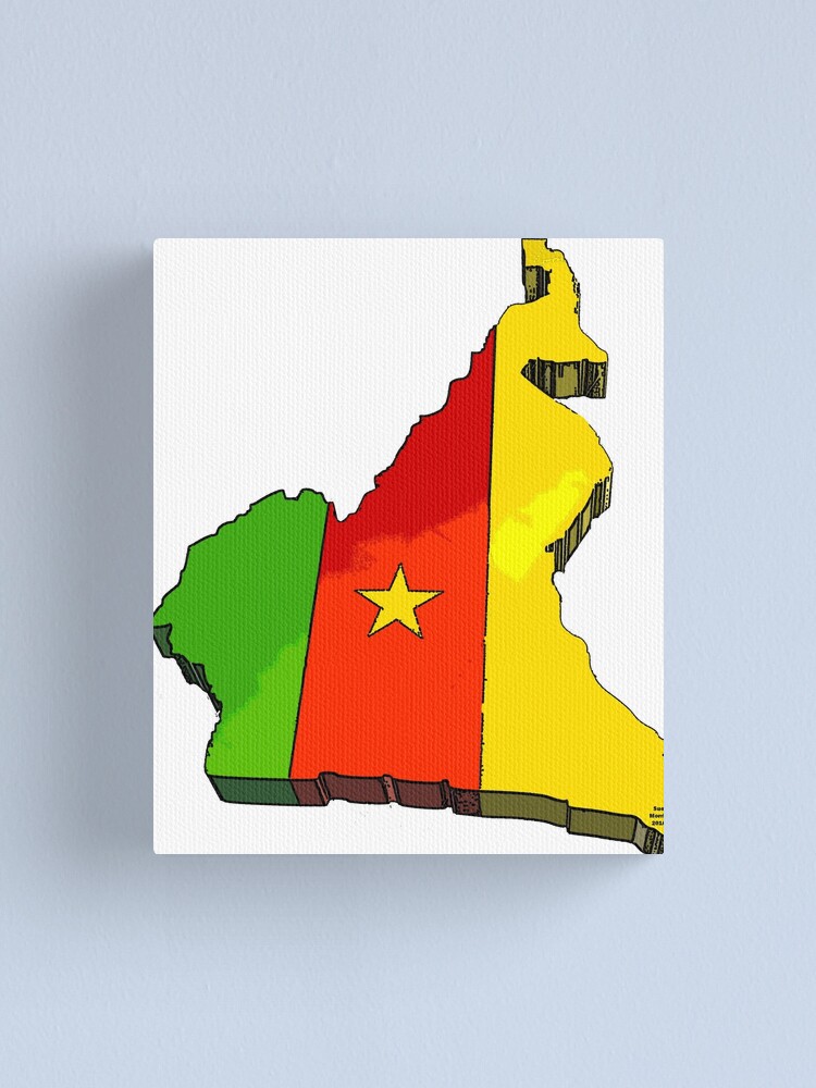 Cameroon Map With Flag Of Cameroon Canvas Print By Havocgirl Redbubble   Fcp,small,wall Texture,product,750x1000.u6 