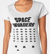 Invaders From Space 8bit Retro Video Game Pixel Alien Invasion T Shirt, tshirt, tee, jersey, poster, artwork Women's Premium T-Shirt