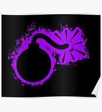 Blast bomb purple and black silhouette Poster