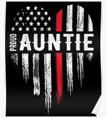 Thin Red Line Heart Aunt Auntie Firefighter Poster