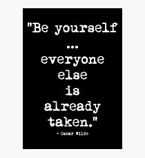 Oscar Wilde Be Yourself White Photographic Print
