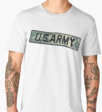 ARMY, US ARMY BADGE, Army Combat Uniform, Military, on White Men's Premium T-Shirt