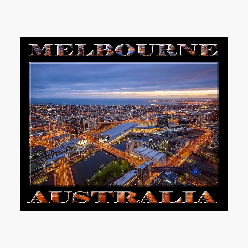 Stunning Melbourne (poster on black) Photographic Print