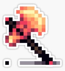 Pixel Fiery Axe Sticker