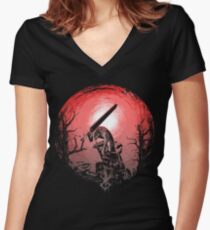 Sunset Glow Berserk Women's Fitted V-Neck T-Shirt