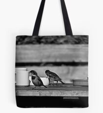 Sparrows at Tea-Time Tote Bag
