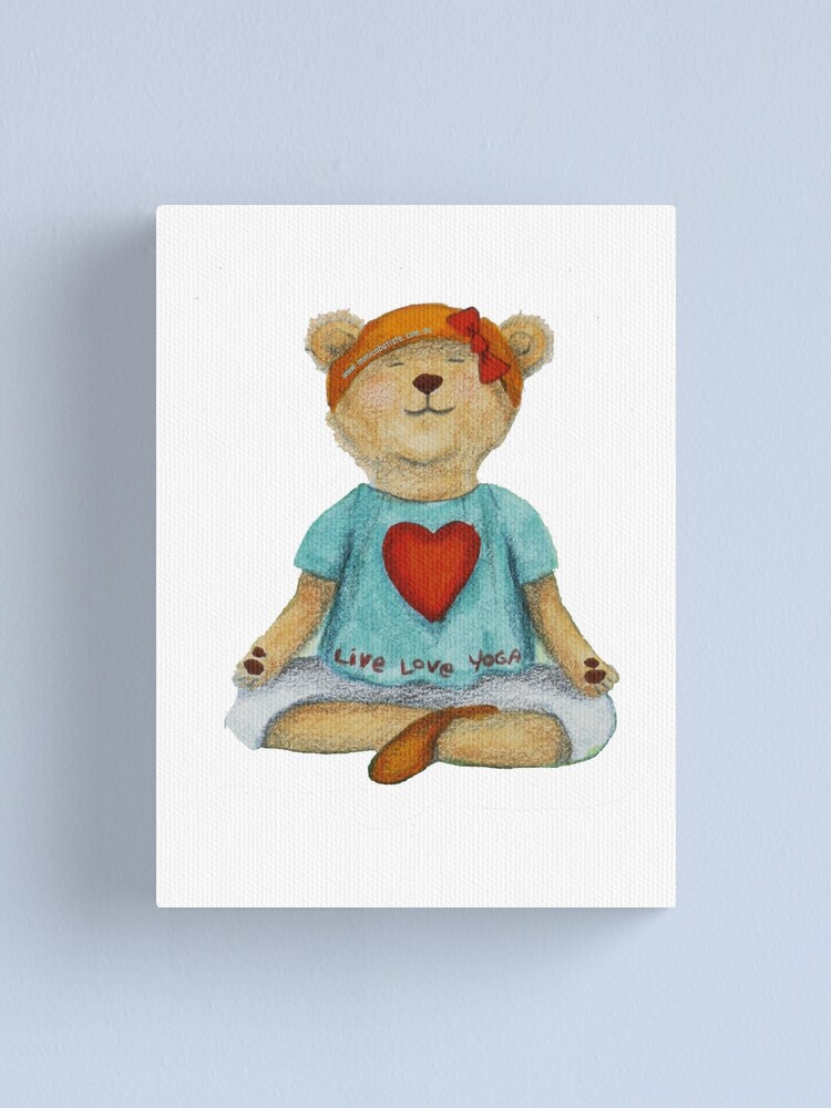 "Live Love Yoga Bear in meditation" Canvas Print by MonicaArtist