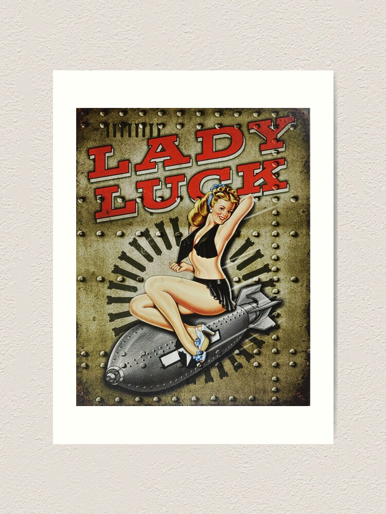 Alternate view of Lady Luck WWII Pinup Bomber Art Art Print