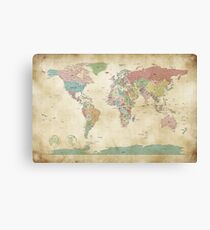 Political World Map Canvas Print