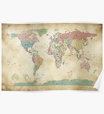 Political World Map Poster
