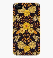 Yellow, Orange & Navy Blue Dark Floral Pattern iPhone 4s/4 Case