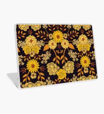 Yellow, Orange & Navy Blue Dark Floral Pattern Laptop Skin
