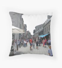 Montreal, People, street, city, crowd, walking, urban, old, architecture, road, building, travel, shopping, traffic, blur, walk, business, tourism, woman, london Throw Pillow